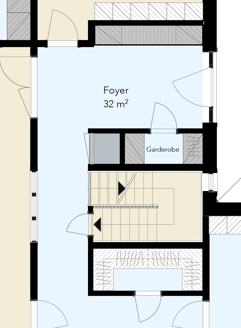Grundrissplan mit Einbauschränken Garderobe-Stauraum